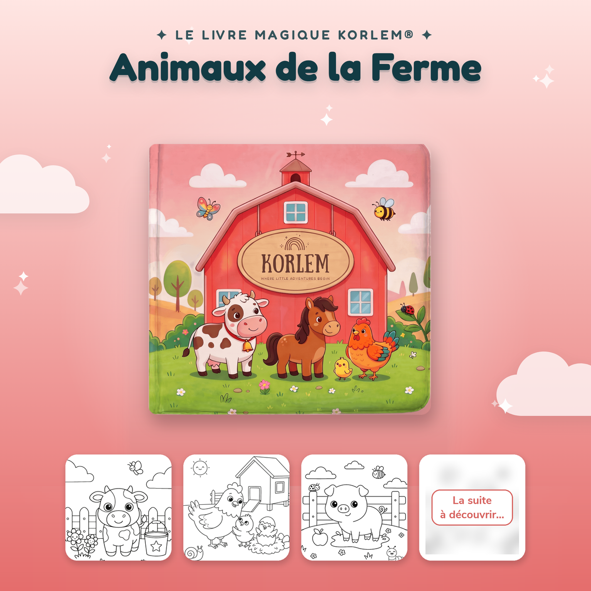Aperçu du livre Animaux de la ferme : pages en noir et blanc